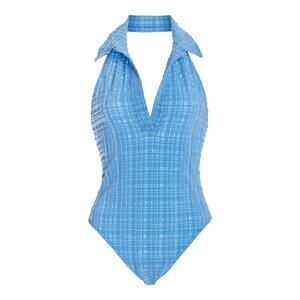 Lisa Marie Fernandez Polo Seersucker One-Piece Swimsuit - XS